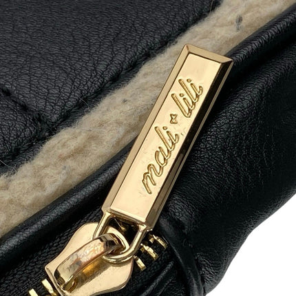 Anthropologie Mali + Lili Gwen Black Faux Leather Vegan Sherpa Sling Bag Handbag