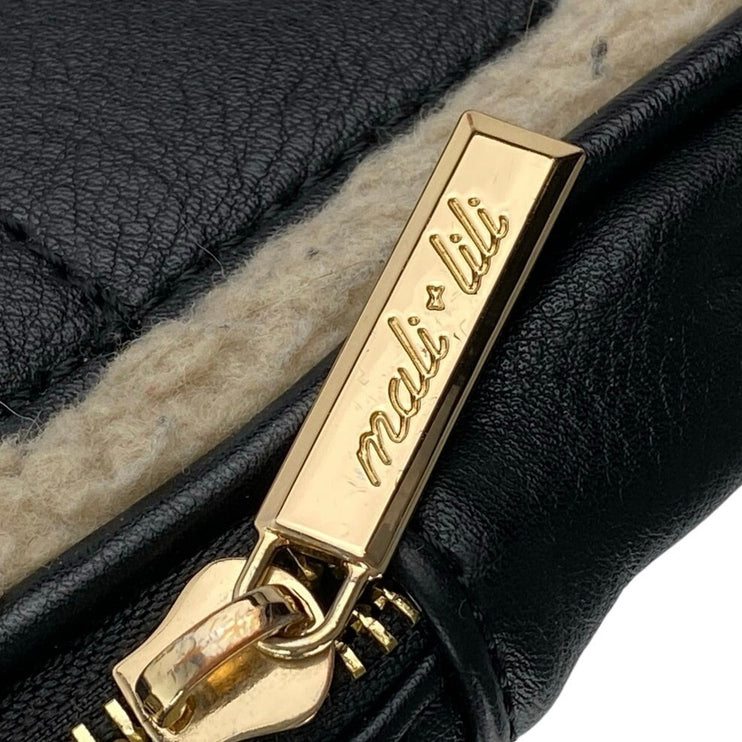 Anthropologie Mali + Lili Gwen Black Faux Leather Vegan Sherpa Sling Bag Handbag