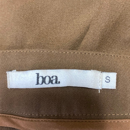 boa. Women's Brown Pintucked High Waisted Bootcut Flared Trousers Pants Size S