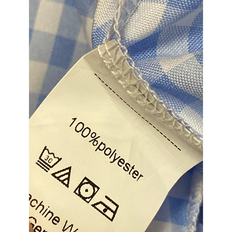 Dokuritu Blue Checkered Short Puff Sleeve Tiered Smocked Mini A-Line Dress Sz M