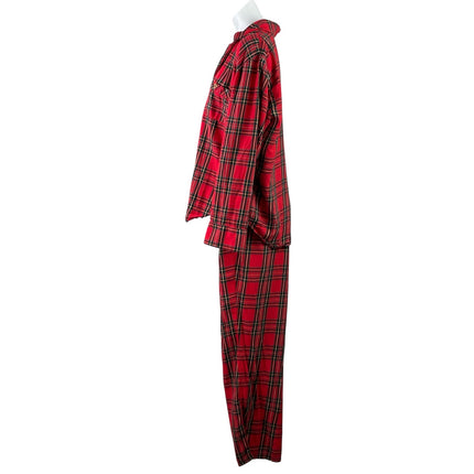 Victoria's Secret Lipstick Red Plaid Flannel Long Sleeve Sleepwear Pajama Set L