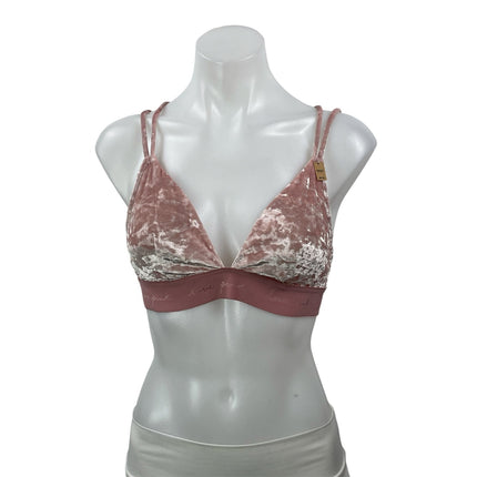 Pink Victoria's Secret Love Pink Velvet Velour Strappy Cross Triangle Bra Size M