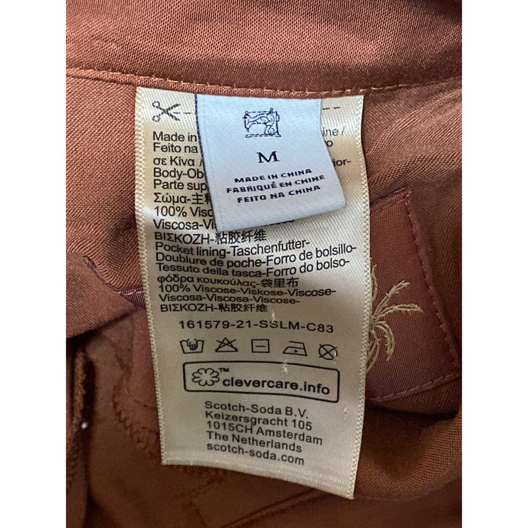 Scotch & Soda Women's Brown High Rise Elastic Waist Wide Leg Trousers Pants Sz M