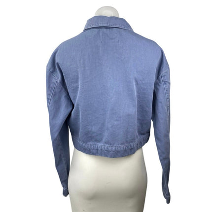 Urban Outfitters Women's Blue Collar Button Down Long Sleeve Crop Denim Jacket M
