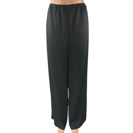 Reformation Women's Black Straight Wide Leg Elastic Waist Trousers Dress Pants L