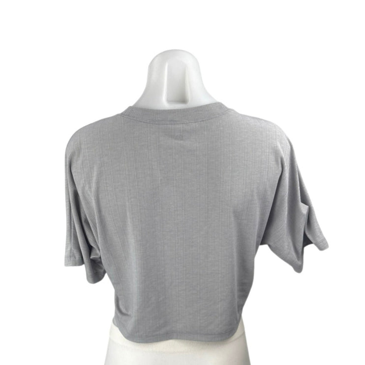 Lululemon Women's Gray Short Sleeve Yoga Athletic Crop T Shirt Tee Top Size 2