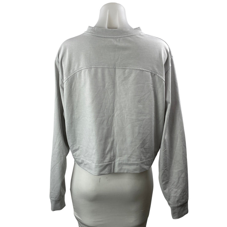 Puma Women's Gray Long Sleeve Crew Neck Boxy Cropped Sweatshirt Top Size L