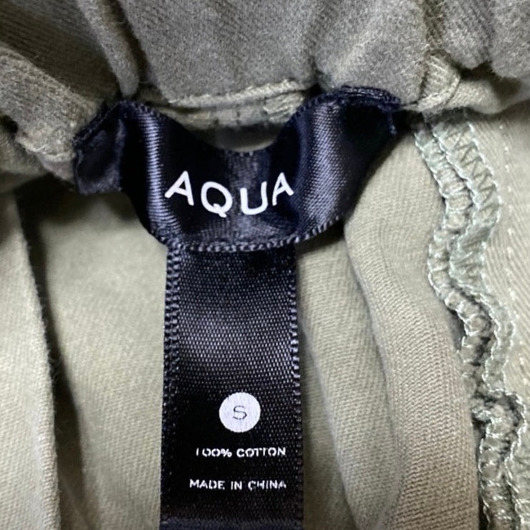 Aqua Women's Green High Waisted Belted Pocket Casual Paperbag Mini Shorts Size S