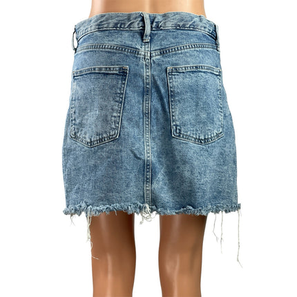 GAP Women's Blue Denim Distressed Raw Hem Light Wash Pockets Jeans Skirts Size 4