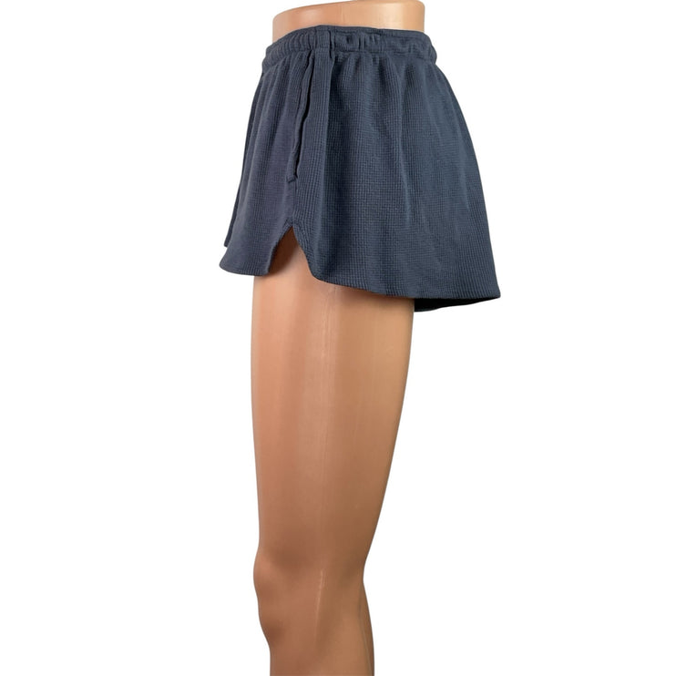 Brandy Melville Womens Blue Waffle Knit Drawstring Mid Rise Lounge Shorts Size S