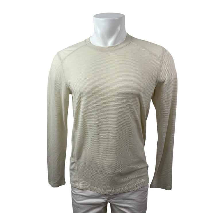 Allbirds Men's Cream Waffle Knit Long Sleeve Crew Neck Thermal T Shirt Tee Top M