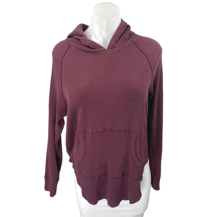 Aritzia Tna Purple Waffle Knit Long Sleeve Hooded Hoodie Sweater Sweatshirt Sz M