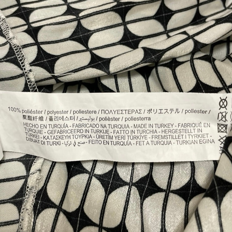 Zara Women's Black White Geometric High Waisted Full Swing Maxi Skirt Size L