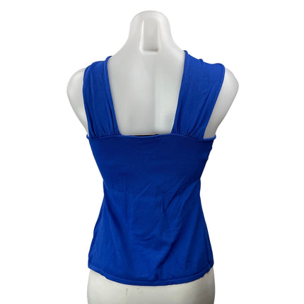 NEW Zara Women's Blue Sleeveless Knit Gold Ring Twisted Strap Halter Top Size M