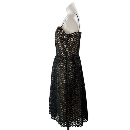 Trina Turk Black Lace Floral Sleeveless Eyelet Camisole Fit & Flare Dress Sz 10