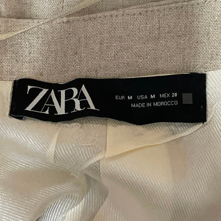 Zara Women's Beige Sleeveless V Neck Button Down Pocket Blouse Vest Top Size M