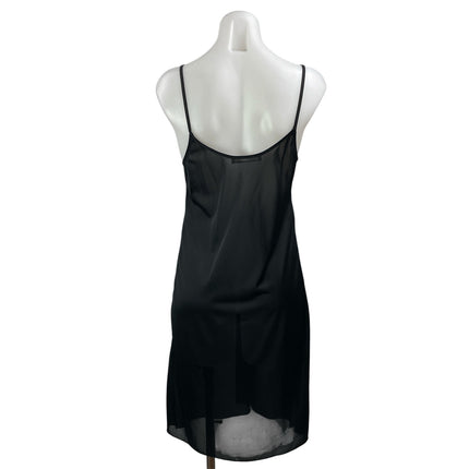 Liviana Conti Black Silky Satin Sleeveless Cami Camisole Mini Slip Tank Dress 42
