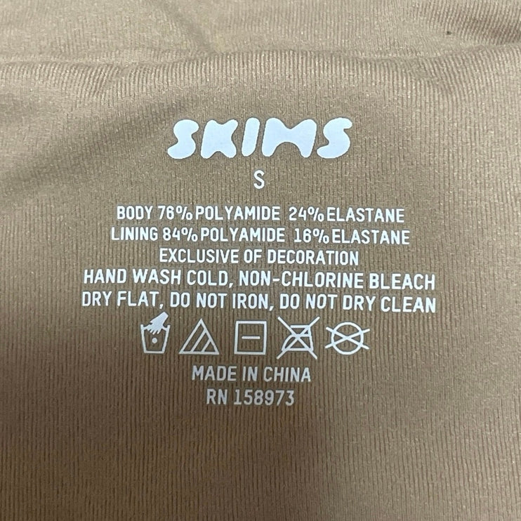 Skims Womens Brown Tan Sleeveless Strapless Bandeau Crop Tank Tube Top Size S