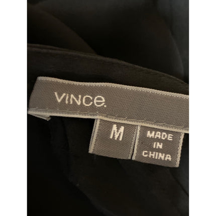 Vince Women's Black Short Sleeve V Neck Loose Fit High Low Blouse Top Size M