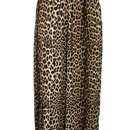 H&M Women's Tan Leopard Animal Print High Rise Baggy Cropped Wide Leg Pants 2