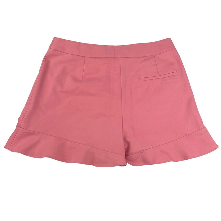 Zara Basic Pink Pocket High Rise Stretch Chic Ruffle Hem Flare Short Size M