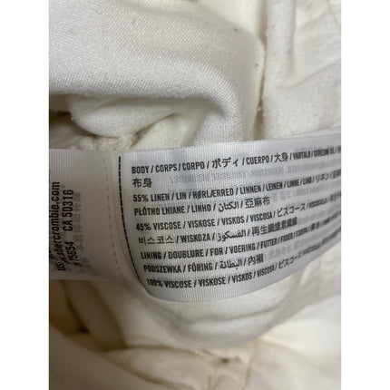 Abercrombie & Fitch Women's White Linen High Waisted Wide Leg Trousers Pants L