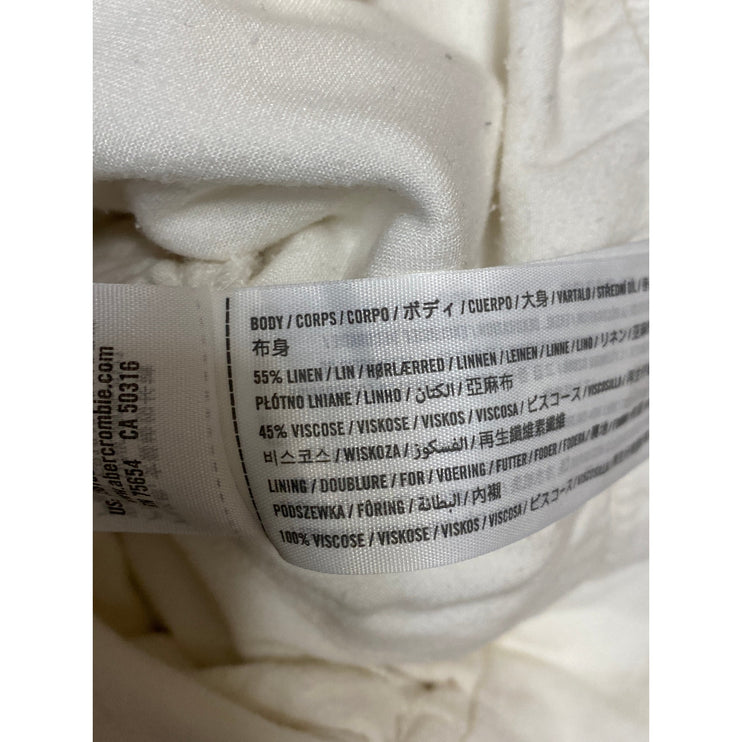 Abercrombie & Fitch Women's White Linen High Waisted Wide Leg Trousers Pants L