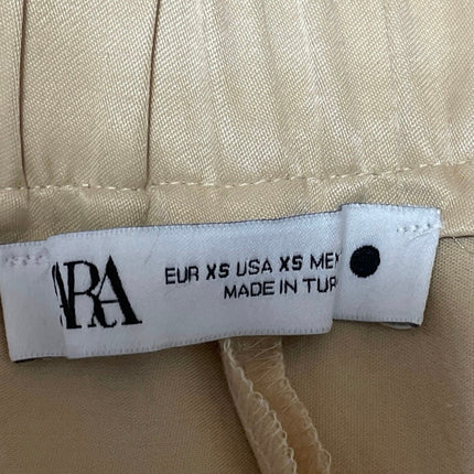 Zara Women's Beige High Waisted Button Fly Skinny Straight Leg Trousers Pants XS