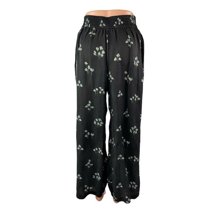 Aritzia Wilfred Womens Black Floral High Waist Wide leg Trousers Pants Size S/M
