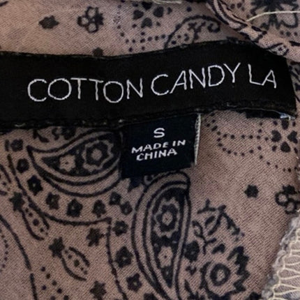 Cotton Candy LA Beige Lace Floral Paisley Sleeveless Cami Bandana Crop Top Sz S