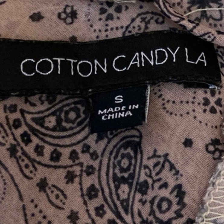 Cotton Candy LA Beige Lace Floral Paisley Sleeveless Cami Bandana Crop Top Sz S