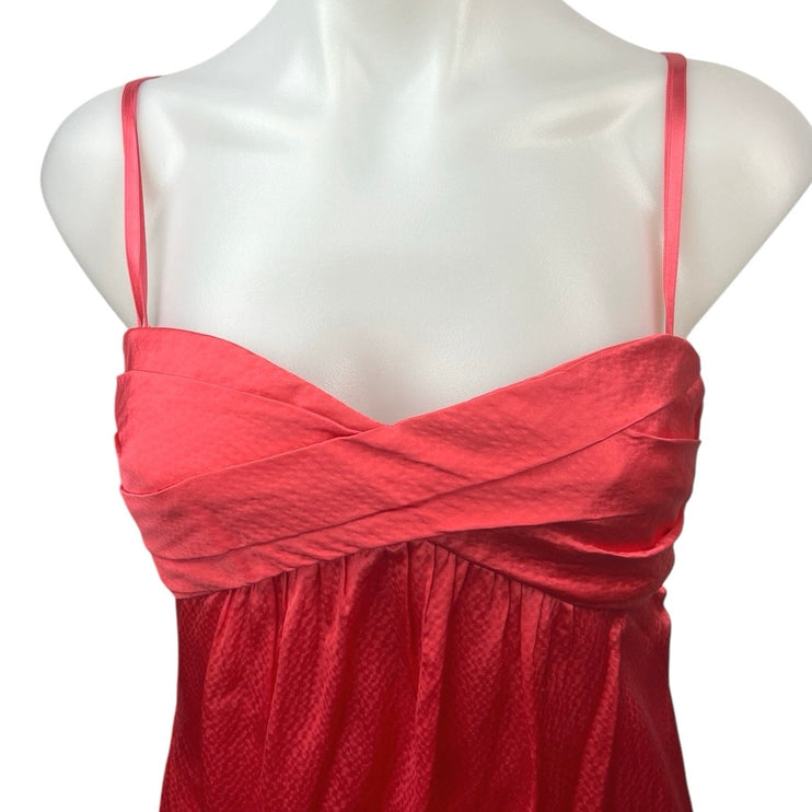 BCBGMaxazria Pink 100% Silk Bow Spaghetti Cami Camisole Mini Tank Slip Dress 2