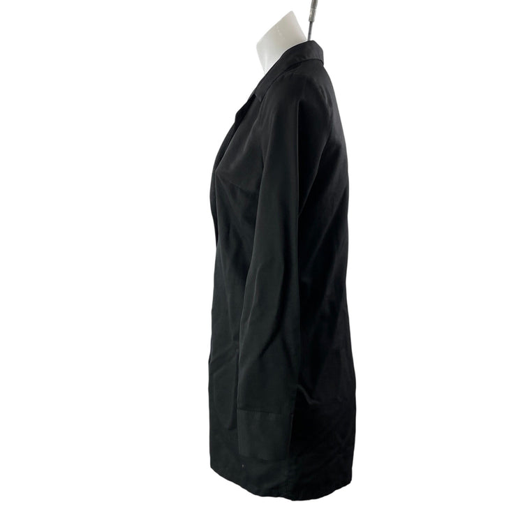 Zara Womens Black Button Down Long Sleeve Notch Lapel Shirt Romper Shorts Size M