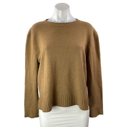Jenni Kayne Women's Tan Wool Cashmere Crew Long Sleeve Knit Sweater Top Size S