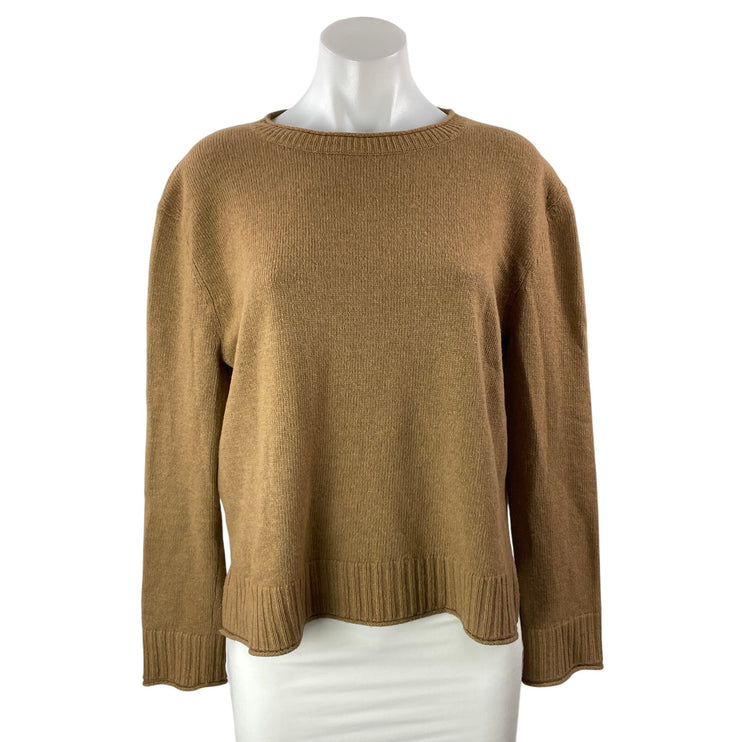 Jenni Kayne Women's Tan Wool Cashmere Crew Long Sleeve Knit Sweater Top Size S