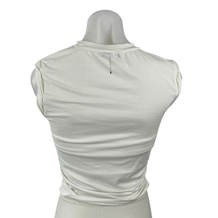 AllSaints White Sleeveless Crew Neck Ruched Knit Muscle Tee Tank Top Size XS
