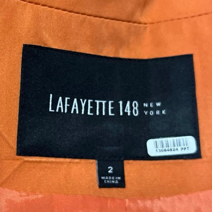 Lafayette 148 Women's Orange Long Sleeve One Button Wrap Blazer Coat Jacket Sz 2