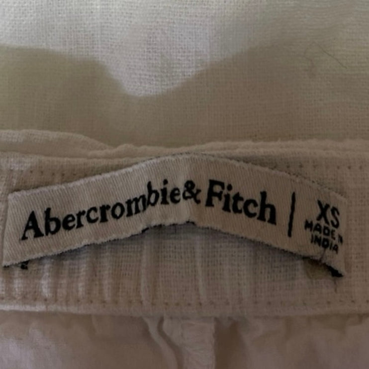 Abercrombie & Fitch White Linen Straight Pencil Zipper Mini Skirt Skort Size XS