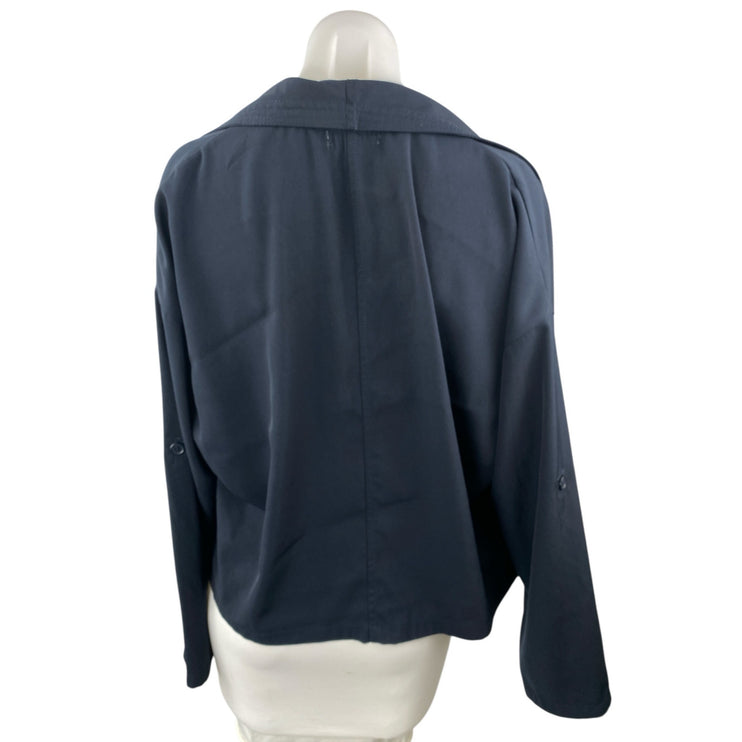 Max Studio Women's Navy Blue Long Sleeve Cardigan Open Blazer Jacket Size XL