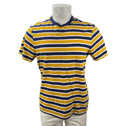 J.Crew Men's Yellow Blue Striped Washed Short Sleeve Crewneck T Shirt Tee Top M