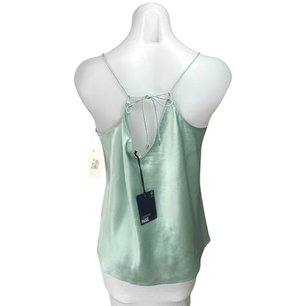 NEW Paige Cicely 100% Silk Satin Green Sleeveless Cami Camisole Crop Tank Top L