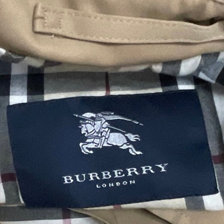 Burberry Women's Tan Long Sleeve Collared Button Down Midi Coat Jacket Size L