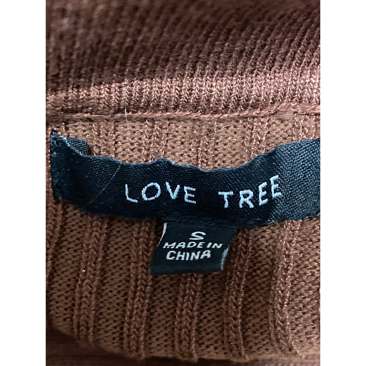 Love Tree Brown Ribbed Long Sleeve Collared Mini Bodycon Polo Sweater Dress Sz S
