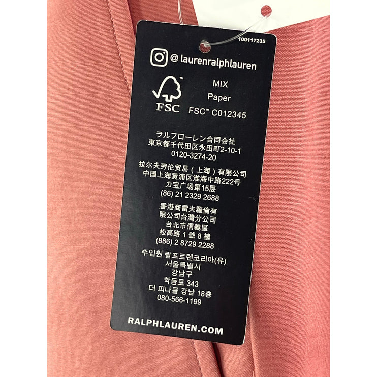 NEW Ralph Lauren Pink Satin High Waisted Straight Trousers Dress Pants Size 12