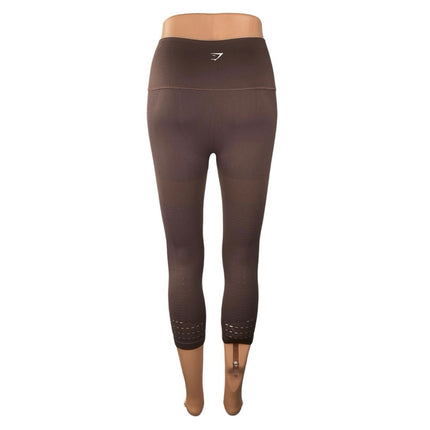 Gymshark Women's Brown High Rise Yoga Workout Capri Athletic Leggings Pants 2