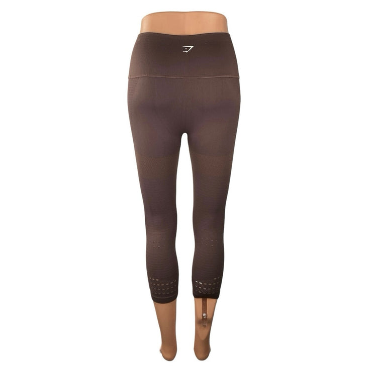 Gymshark Women's Brown High Rise Yoga Workout Capri Athletic Leggings Pants 2