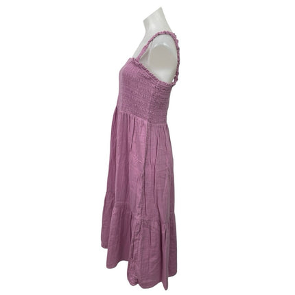 GAP Purple Smocked Square Neck Sleeveless Tiered Midi Tank Flare A-Line Dress L