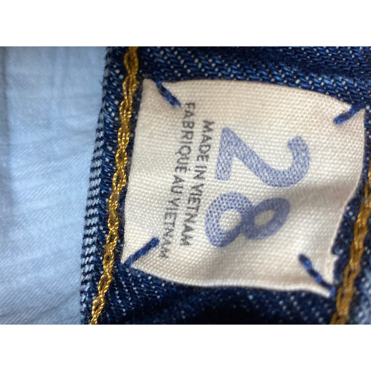 Free People We The Free Blue Frayed Raw Hem Pencil Denim Jean Skirt Size 28