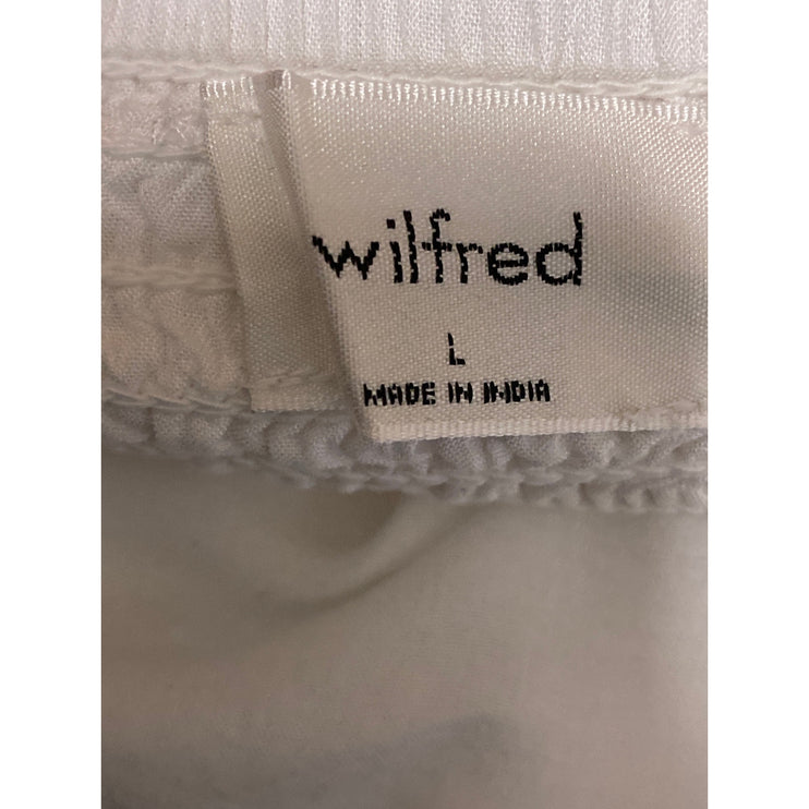 Aritzia Wilfred Women's White Smocked Tiered Ruffle Mini Flare A-Line Skirt Sz L