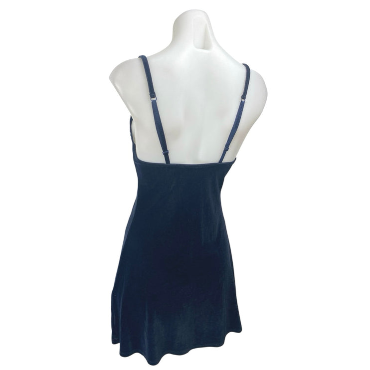 Short Stories Blue Velvet Velour Sleeveless Cami Camisole Mini A-Line Dress S